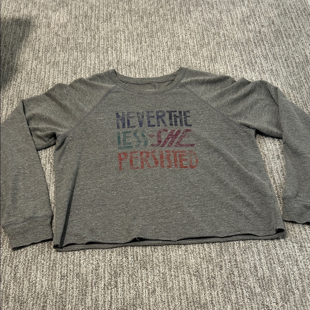 Anthropologie Gray Shirt with Motivational Print